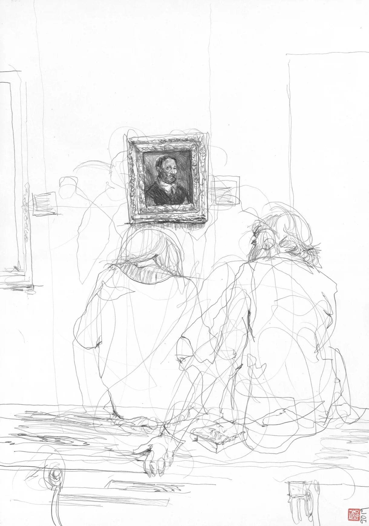 A2 Drawing Portrait - Sold - Homework and the Boy