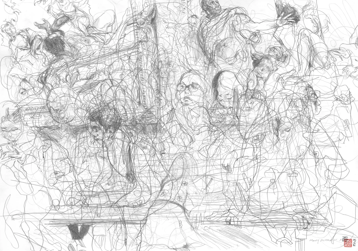 A2 Drawing Landscape - Girl Emerging At Veronese