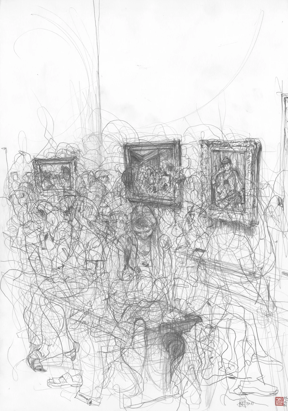 A2 Drawing Portrait - Sold Ukraine - Lowered Head at Impressionists