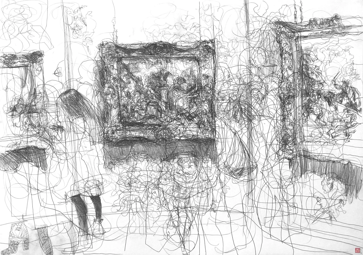 A1 Drawing Landscape - Young Woman at Lancret