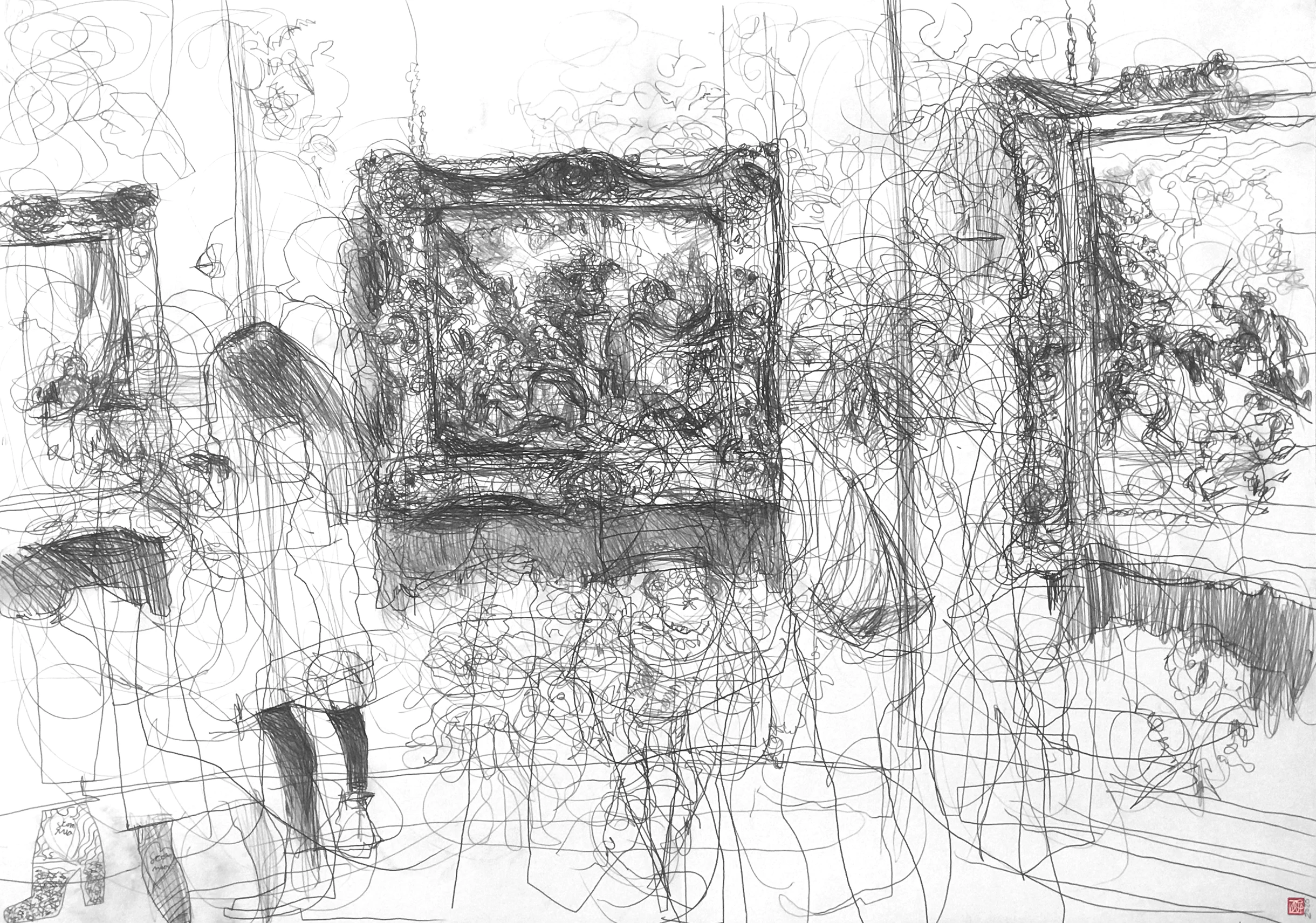 A1 Drawing Landscape - Young Woman at Lancret