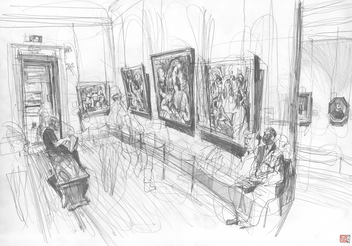 A2 Drawing Landscape - Artist and Guard