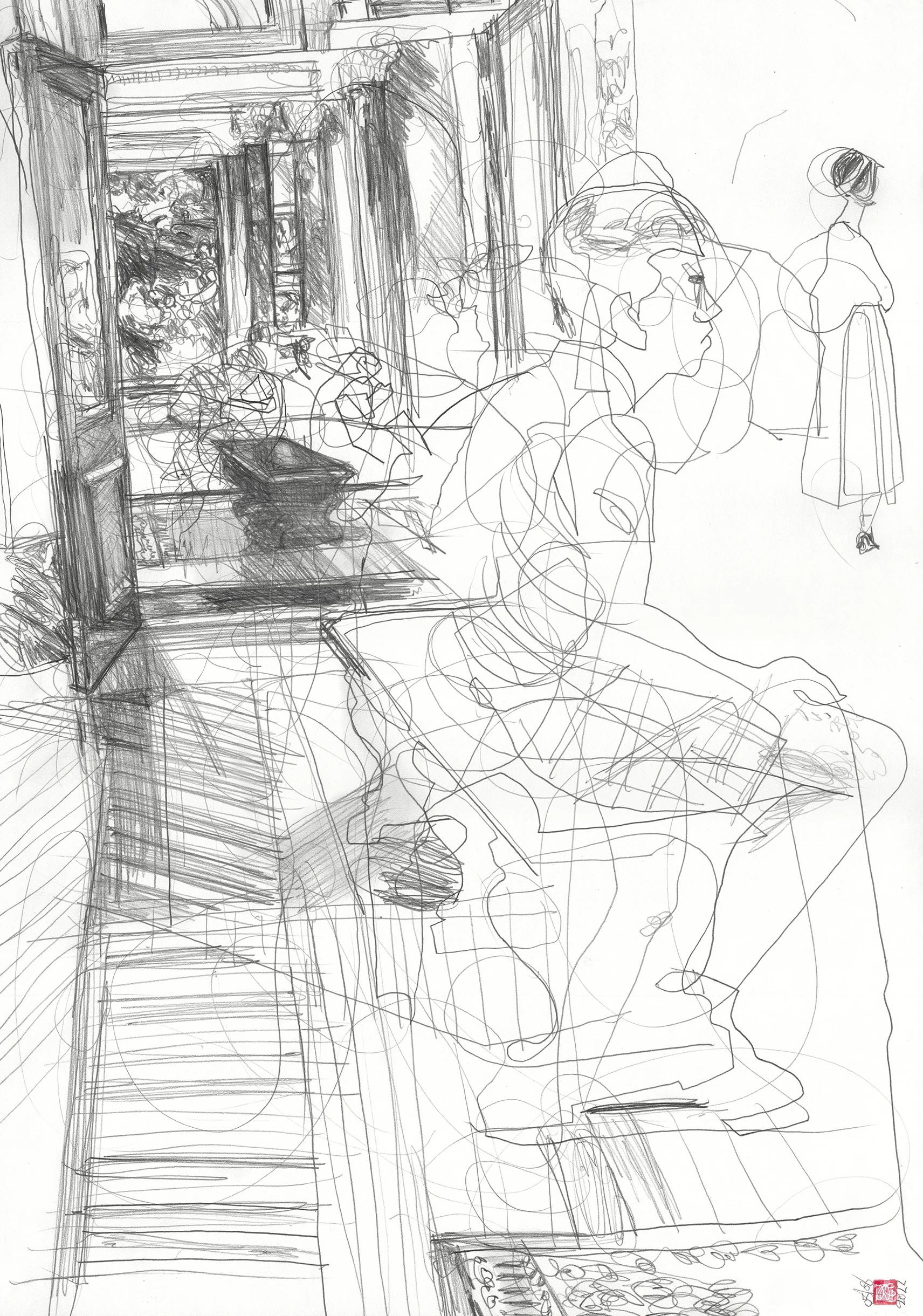 A2 Drawing Portrait - Boy On The Gallery Train